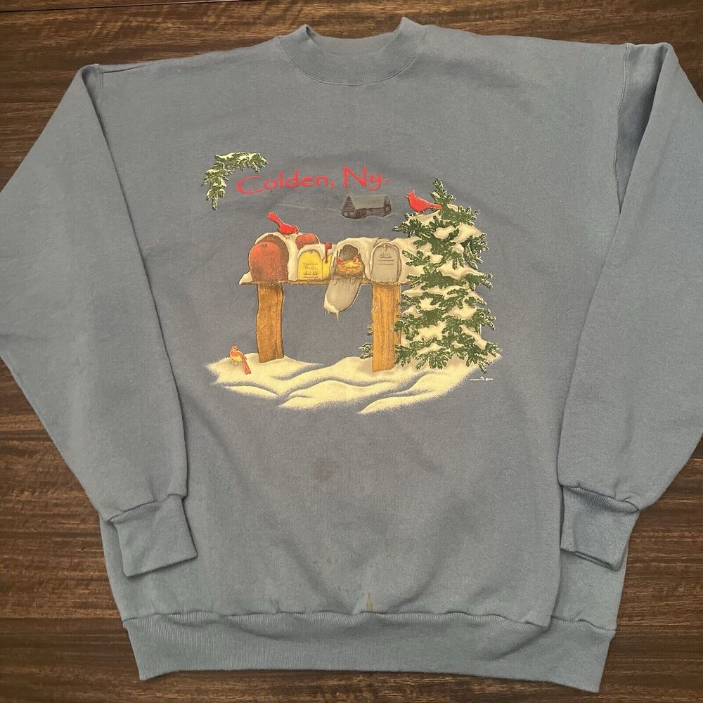 Vintage Buffalo Colden Country New York Winter snow Cardinal Crewneck Sweatshirt